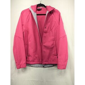 Kirkland‎ Signature Womens L Softshell Jacket Hooded Pink Geometric Fleece Lined